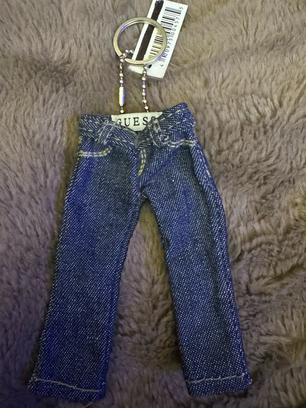 Guess Women's Boot Cut Jeans Keychain in Dark Blue Denim